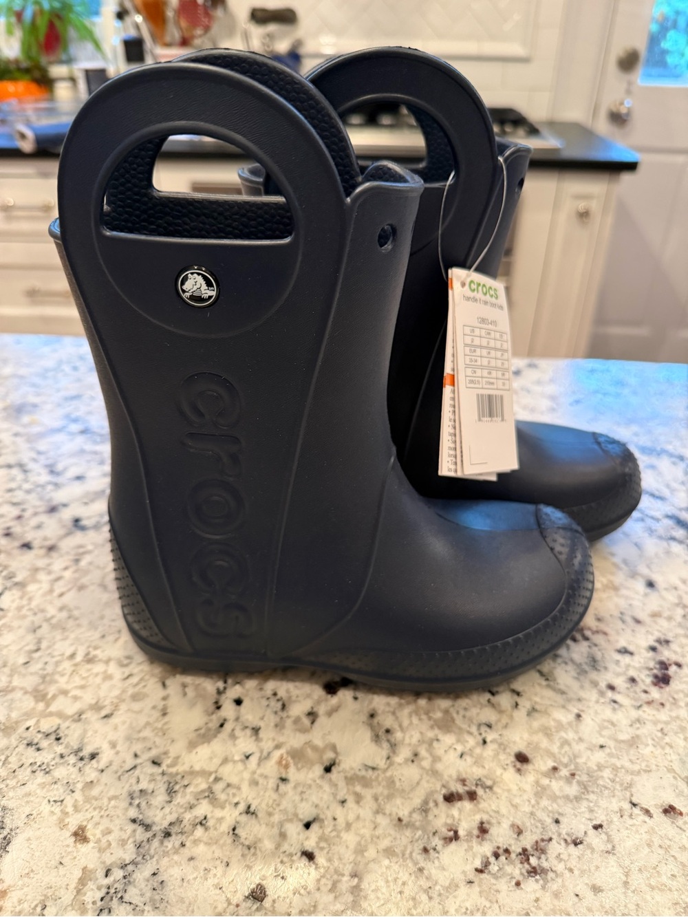CROCS Kids Navy Easy-Handle Rain Boots